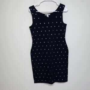 Kenneth Cole New York Black Silver Studded Dress Womens S Stretch Sleevless